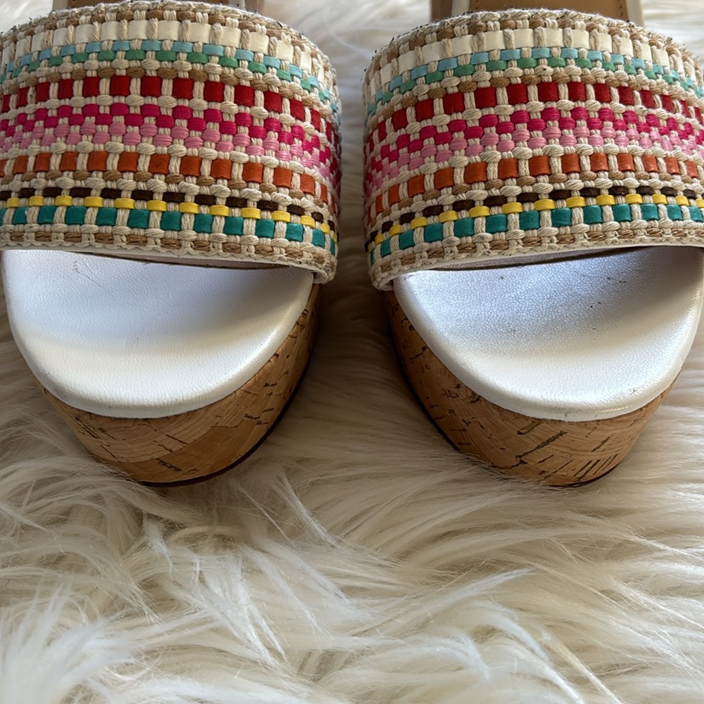 Veronica Beard NWOB Dali Raffia Wedge Sandals Snow Multi 11 - Picture 6 of 12